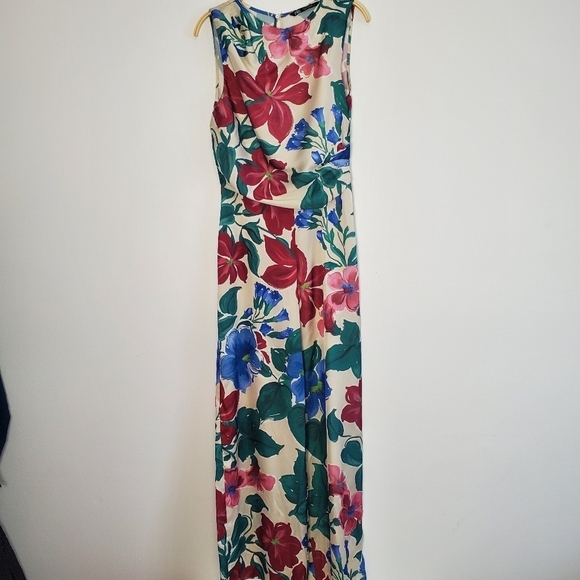 Zara Floral Satin Wide Leg Sleeveless Jumpsuit - Picture 11 of 14